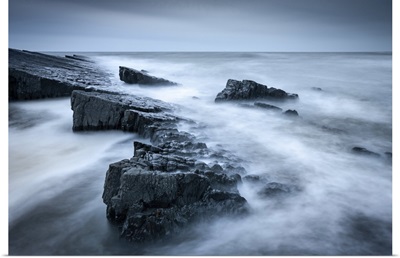 Twilight On The Rocky Shores Of Speke's Mill Mouth, On The North Devon Coast, England