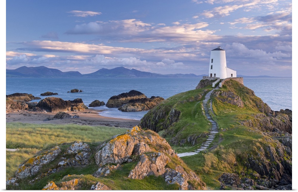 Twr Mawr lighthouse on Llanddwyn Island in Anglesey, North Wales, UK. Autumn (September) 2013.
