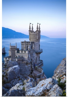 Ukraine, Crimea, Yalta, Gaspra, The Swallow's Nest castle perched on Aurora Clff