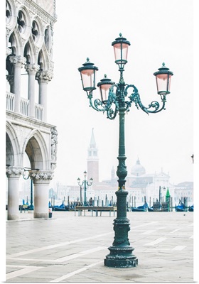 Venice, Veneto, Italy. Piazzetta San Marco And The Waterfront On A Misty Morning.