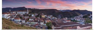 View of Ouro Preto at sunset, Minas Gerais, Brazil