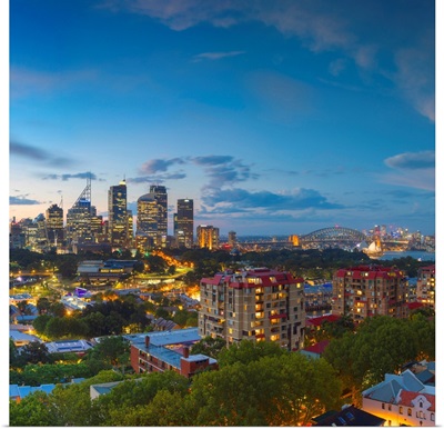 View Of Skyline At Sunset, Sydney, New South Wales, Australia