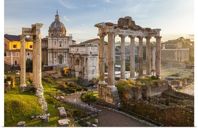 View Of The Ruins Of Fori Imperiali From The Campidoglio At Dawn, Rome, Italy