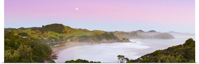 View Over Sandy Bay illuminated at dawn, Tutukaka Coast, North Island, New Zealand