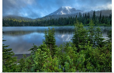 Washington State, Mount Rainier National Park, Reflection Lake With Peak