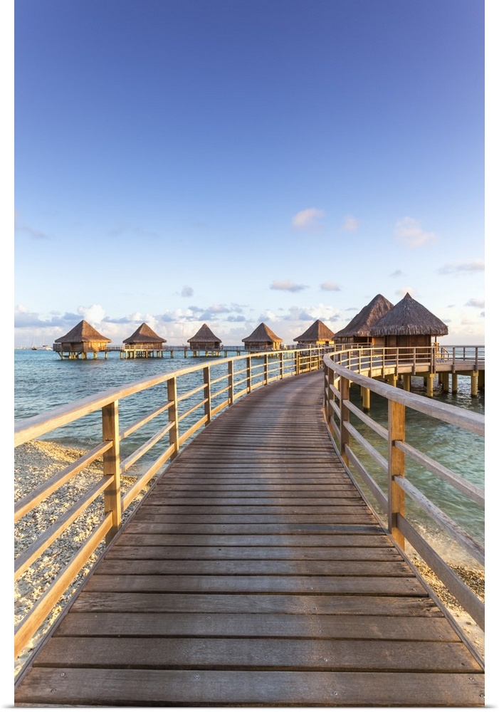 Water bungalows of Pearl beach resort, Rangiroa atoll, French Polynesia.