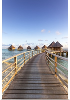 Water bungalows of Pearl beach resort, Rangiroa atoll, French Polynesia