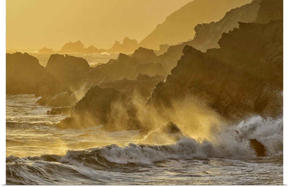 Waves crashing on shoreline,Pfeiffer State Park, Big Sur, California,USA