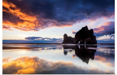 Wharariki Beach At Sunset, New Zealand