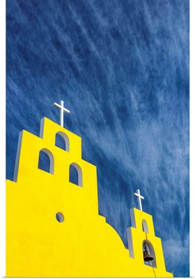 Yellow Church And Blue Sky, Yucantan Peninsula, Mexico