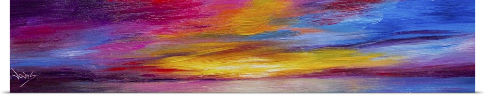 A contemporary abstract painting using a colors found in a sunset.