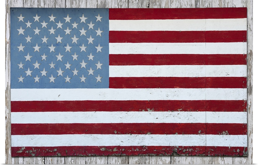 American flag hanging on a barn in Michigan