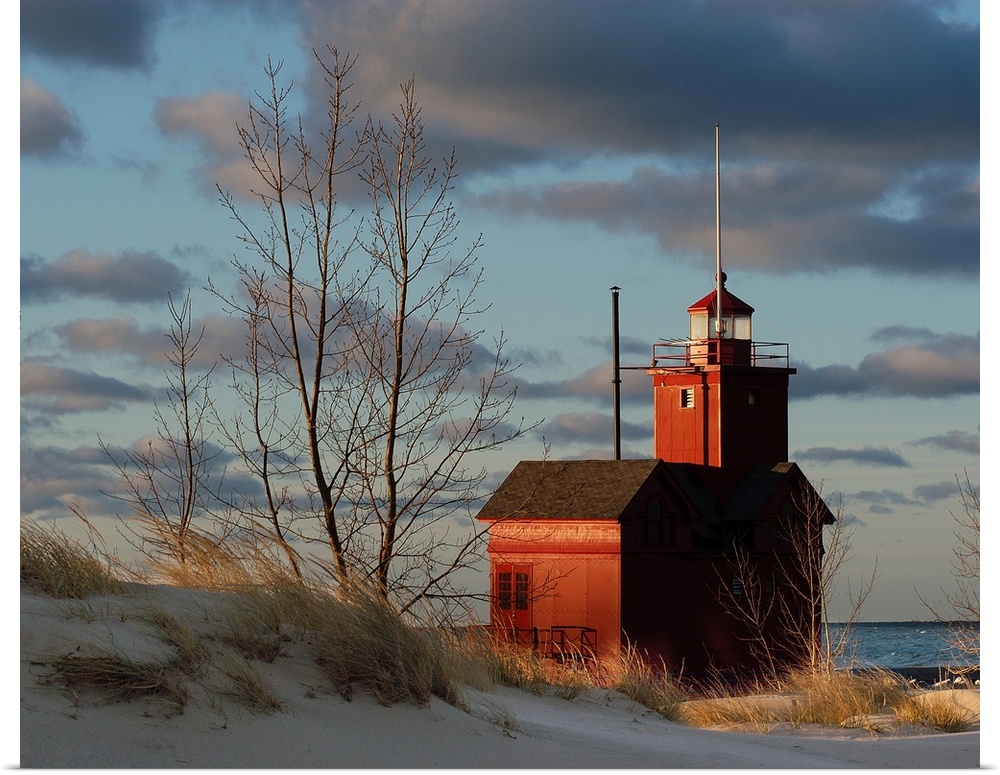 Holland Michigan Lighthouse with a sunrise