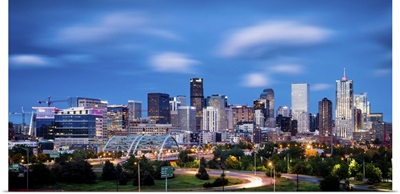 A Long Exposure Blurs Clouds and Traffic, Denver, Colorado