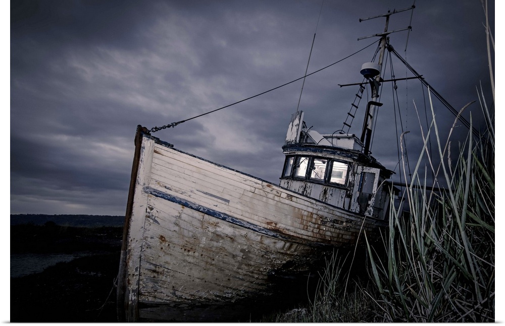 An Abandoned Ship against a Dramatic Sky; Homer, Alaska