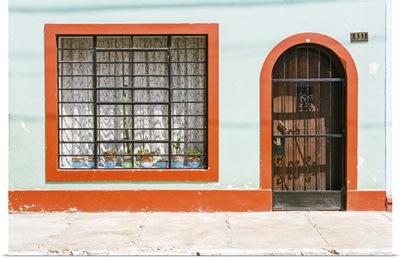 Arched Doorway and Window with Orange Trim, Lima, Peru