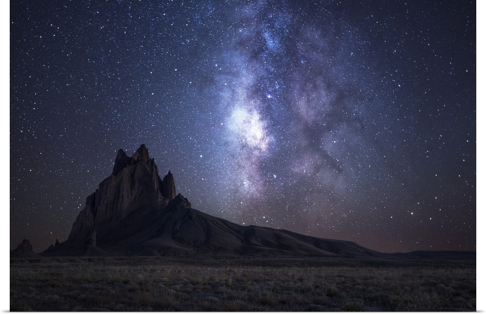 The Milky Way Rises Over the Navajo Landscape and Shiprock Peak, Farmington