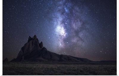 The Milky Way Rises Over the Navajo Landscape and Shiprock Peak, Farmington