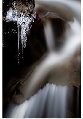 Water Runs In A Creek As Icicles Form, Colorado Rockies, CO