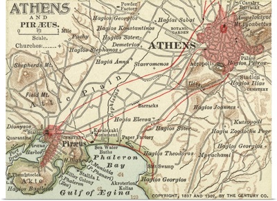 Athens - Vintage Map