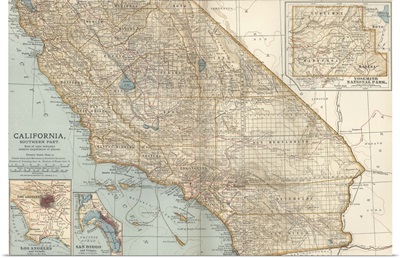 California, Southern Part - Vintage Map