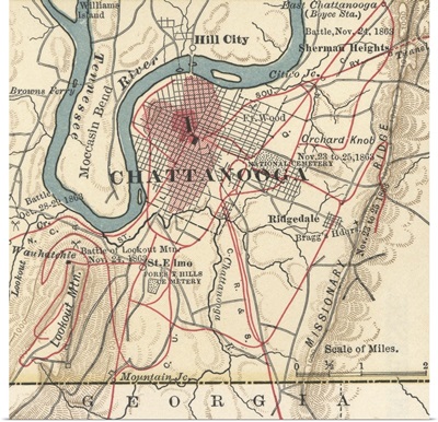 Chattanooga - Vintage Map