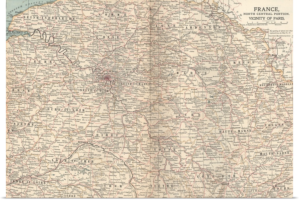 France, Vicinity of Paris - Vintage Map