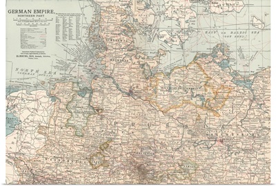 German Empire, Northern Part - Vintage Map