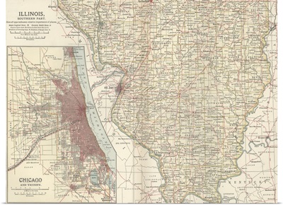 Illinois, Southern Part - Vintage Map