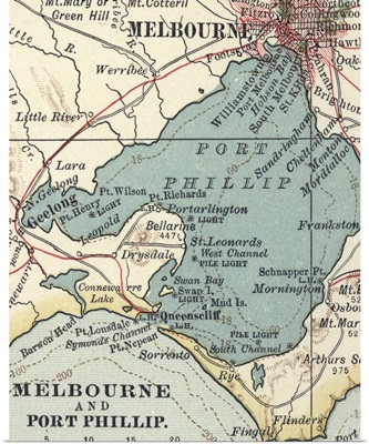 Melbourne and Port Phillip - Vintage Map