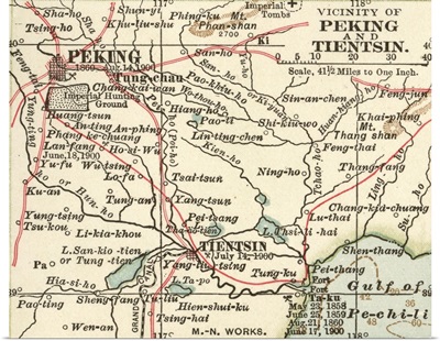 Peking and Tientsin - Vintage Map