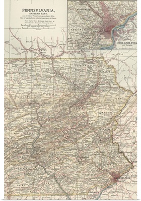 Pennsylvania, Eastern Part - Vintage Map