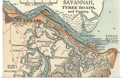 Savannah River - Vintage Map