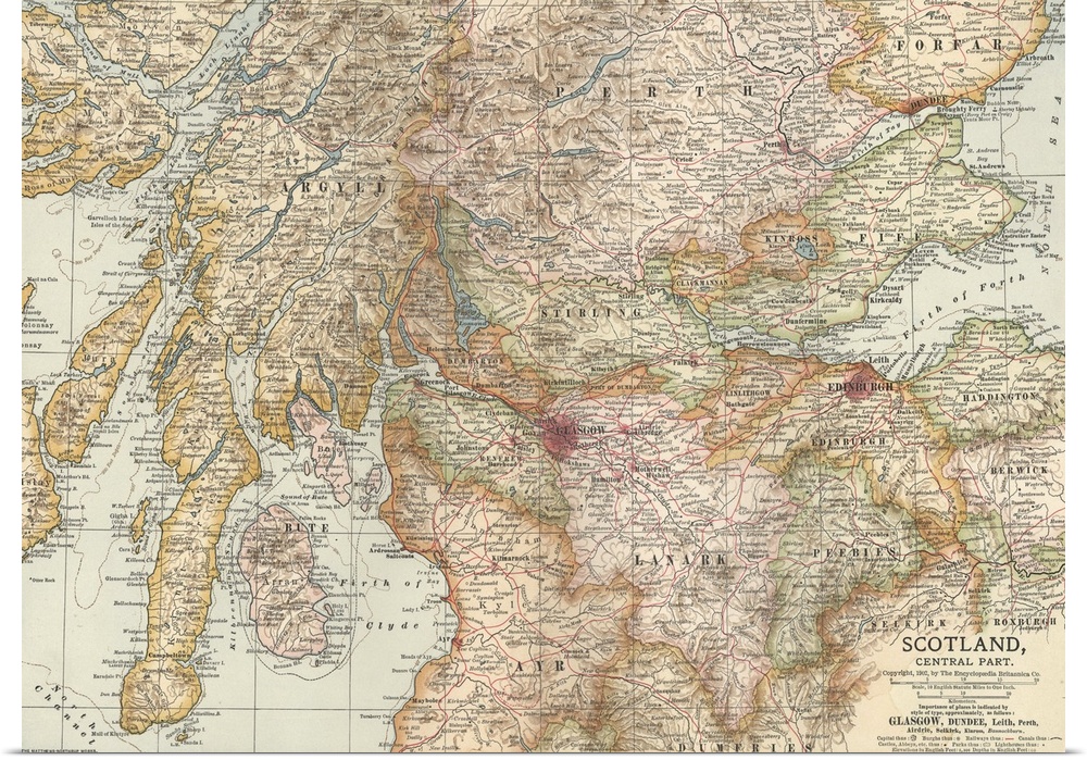 Scotland, Central Part - Vintage Map