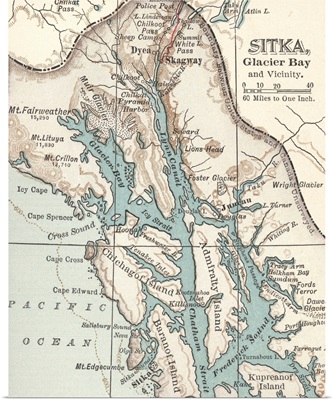 Sitka, Glacier Bay, and Vicinity - Vintage Map