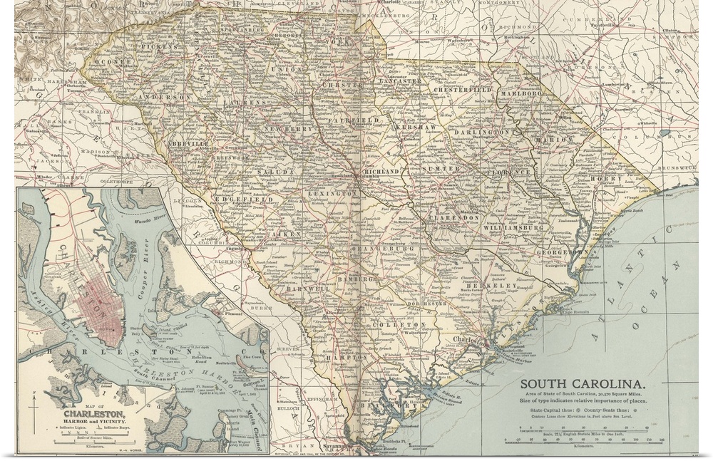 South Carolina - Vintage Map