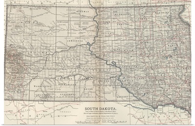 South Dakota - Vintage Map