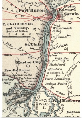 St. Clair River - Vintage Map