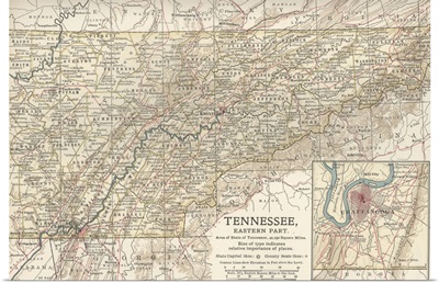 Tennessee, Eastern Part - Vintage Map