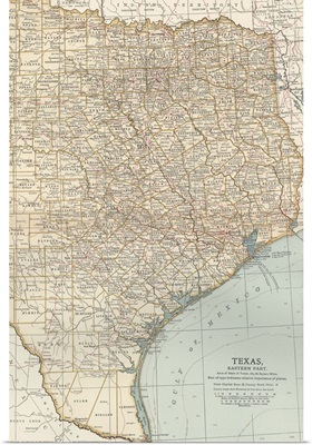 Texas, Eastern Part - Vintage Map