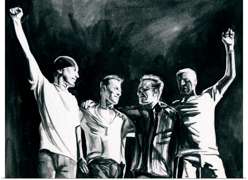 U2 360 tour group sketch in black watercolor.