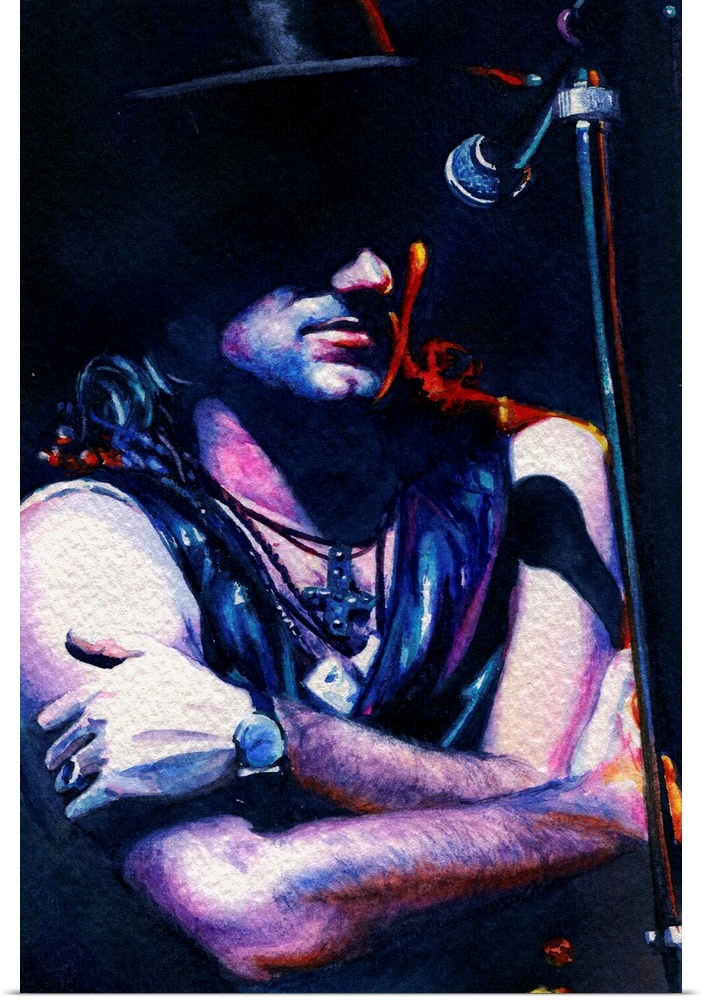 Illustration for atu2.com of Bono circa 1987 in watercolor.