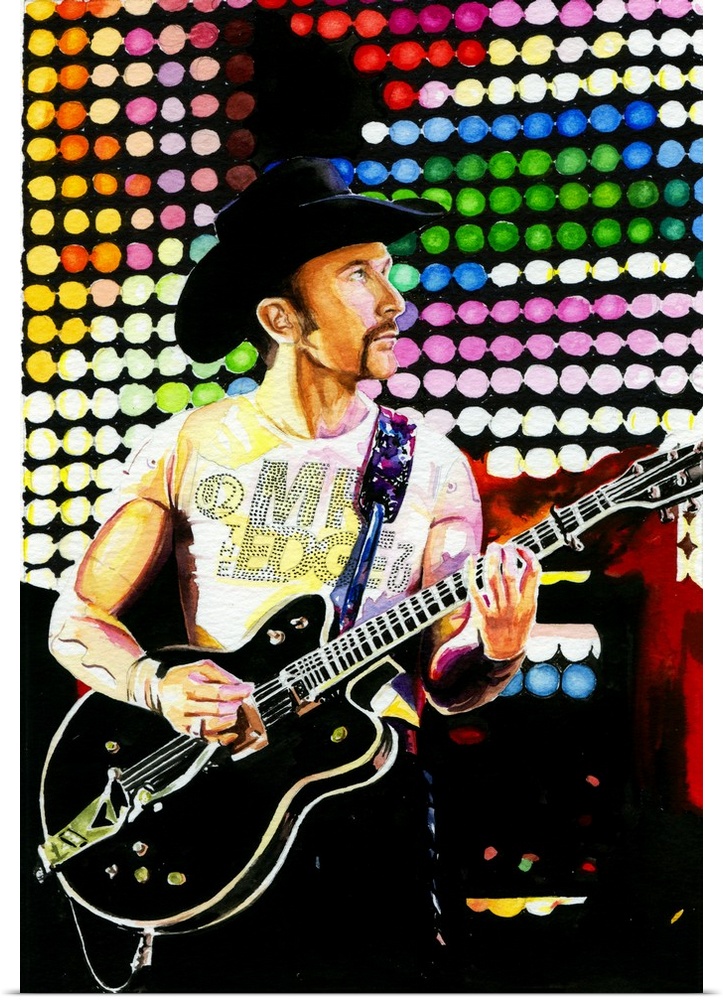 Painting tribute to the Edge on the Popmart tour in watercolor.