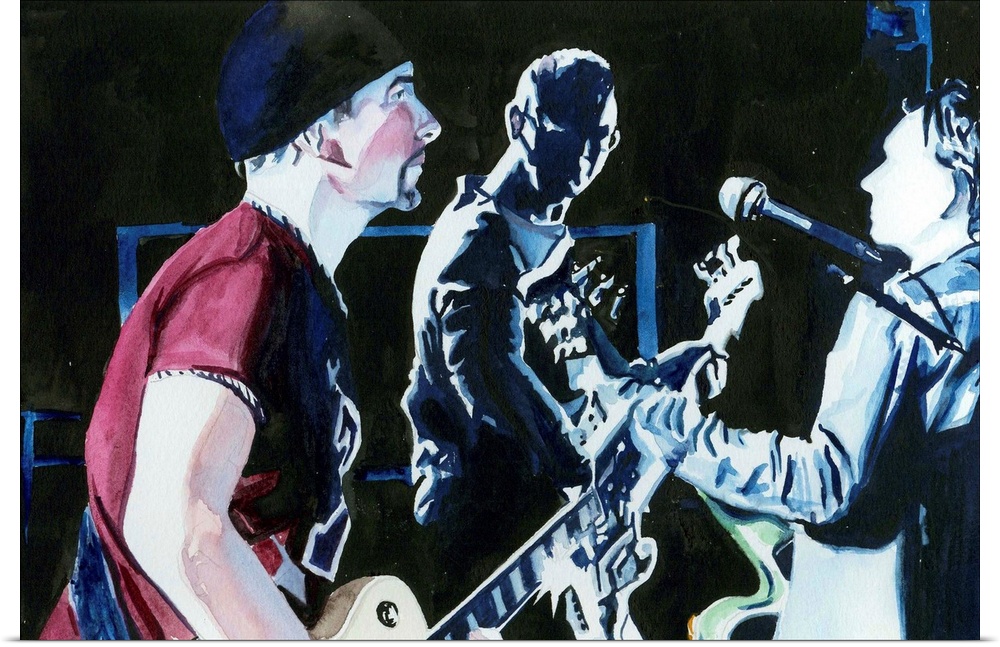 Bono plays guitar along with Edge and Adam in this Elevation era concert at Slane Castle.
