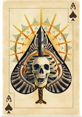 Ace of Spades - Playing Card: Retro Art Poster