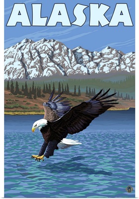 Alaska - Bald Eagle: Retro Travel Poster