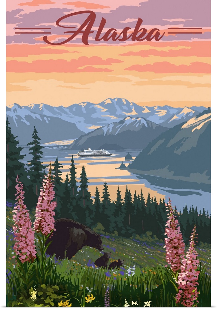 Alaska - Bear & Spring Flowers - Cruise Ship