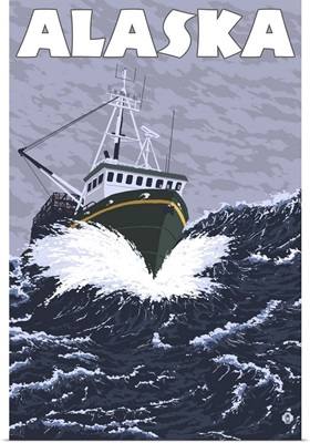 Alaska - Crab Boat: Retro Travel Poster