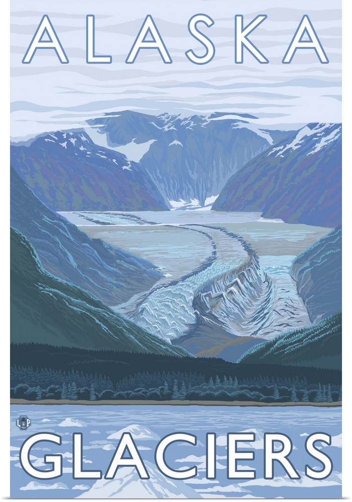Alaska - Glaciers: Retro Travel Poster