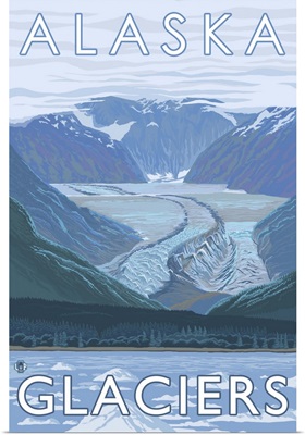 Alaska - Glaciers: Retro Travel Poster